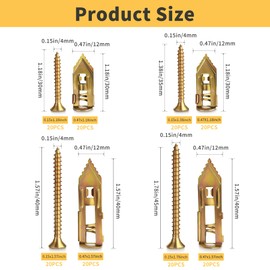 Vintrex 160Pcs Self Drilling Drywall Anchors and Screws Kit, 4Size Steel Wall Anchors and Screws for Heavy Duty, No Drill or Holes in Sheetrock Expansion Anchors