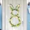 AOMOONOA Easter Bunny Spring Wreath for Front Door, Lighted Easter