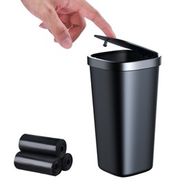 bifine Car Trash Can Bottle-Shaped Trash Can with Lid, Push Lock, Touch Open, Open and Close, Car Trash Can, Will Not Fall Over, Large Capacity, Compact, Waterproof, (45 Garbage Bags Included)