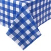 Kesfey Blue 137x274cm Gingham Plastic Tablecloths, Disposable Checkered Tablecloth Waterproof