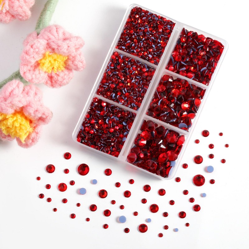 BEADSLAND Hotfix Rhinestones, 4000 PCS Light Red Rhinestones for Clothes