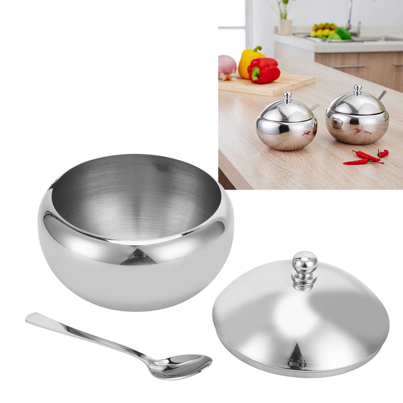 Seasoning Box 304 Stainless Steel Sugar Salt Bowl Container Household