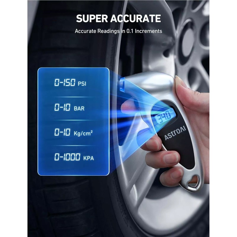 AstroAI Tire Pressure Gauge Digital 0-150PSI, 4 Units for Car