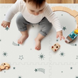 Baby Foam Play Mat, PIGLOG 72x48 Floor Mats, Crawling Mat for Baby with Interlocking Floor Tiles, Easy to Clean Playroom Kids Floor Mat, Toddler Play Mat for Indoor and Outdoor, Meteor Shower