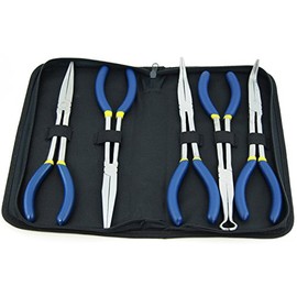 Elitexion 5pcs - 11 inches Long Needle Nose Pliers Set (With Storage Bag)