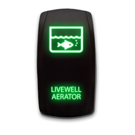 LIVEWELL Aerator Laser Etched 5-Pin Single Pole Single Throw Vertical Rocker Switch ON-Off SPST Toggle Switch 20A 12V, Green