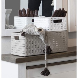 Rotho Country set of 3 storage boxes, plastic (PP), white, A5 / 6 liters (28 X 18.8 x 12.6 cm)