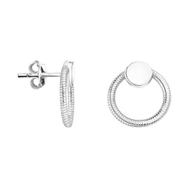 SOFIA MILANI - Women's Earrings 925 Silver - Ribbed Circle Stud Earrings, Sterling silver, No Gemstone