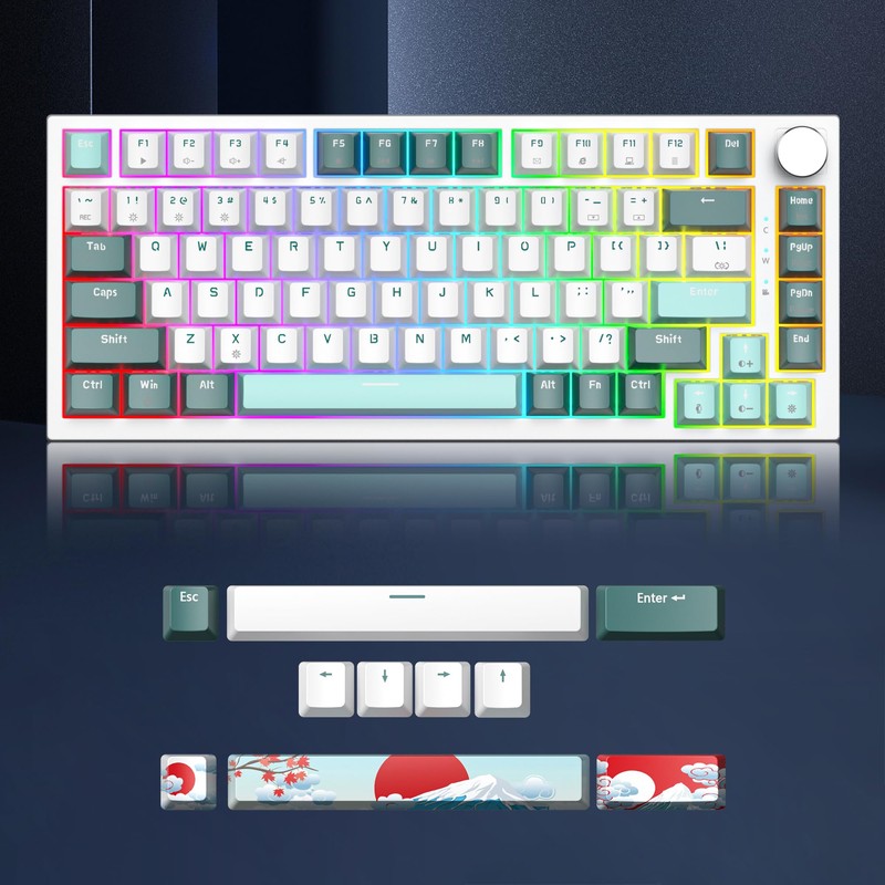 Owpkeenthy 75 Percent Gaming Keyboard Gasket Mounted, 82 Key Wired