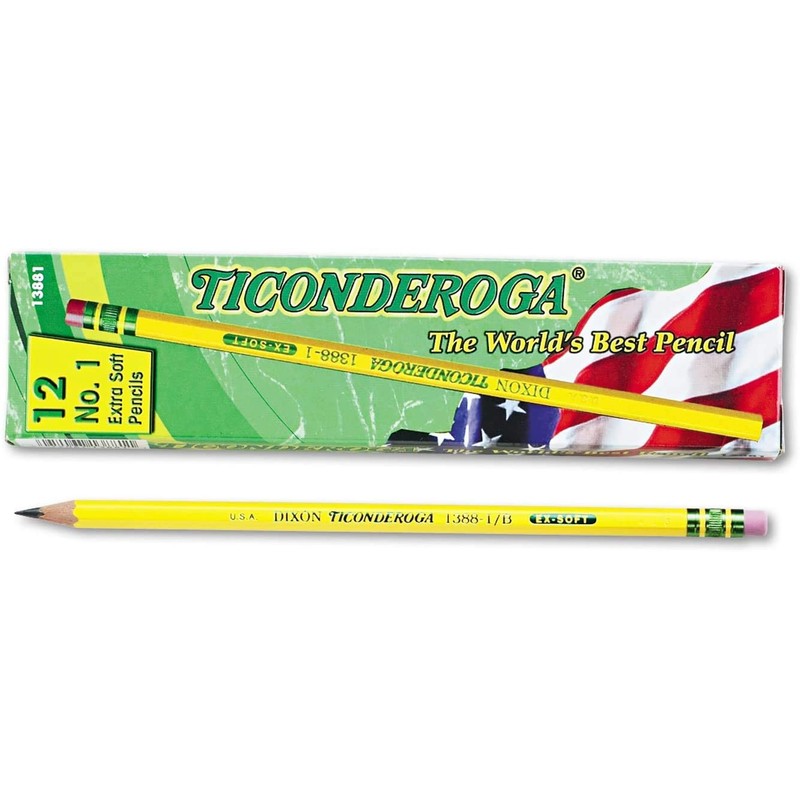 Ticonderoga Yellow Pencil, No.1 Extra Soft Lead, Dozen DIX13881 (2-Pack)