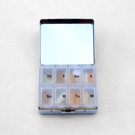 Strawberry 8 Day Pill Box, 7 Day Pill Box, Pill Organizer with Mirror Inside