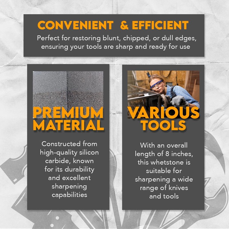 SE 8" Silicon Carbide Double-Sided Whetstone with Grits 180 and