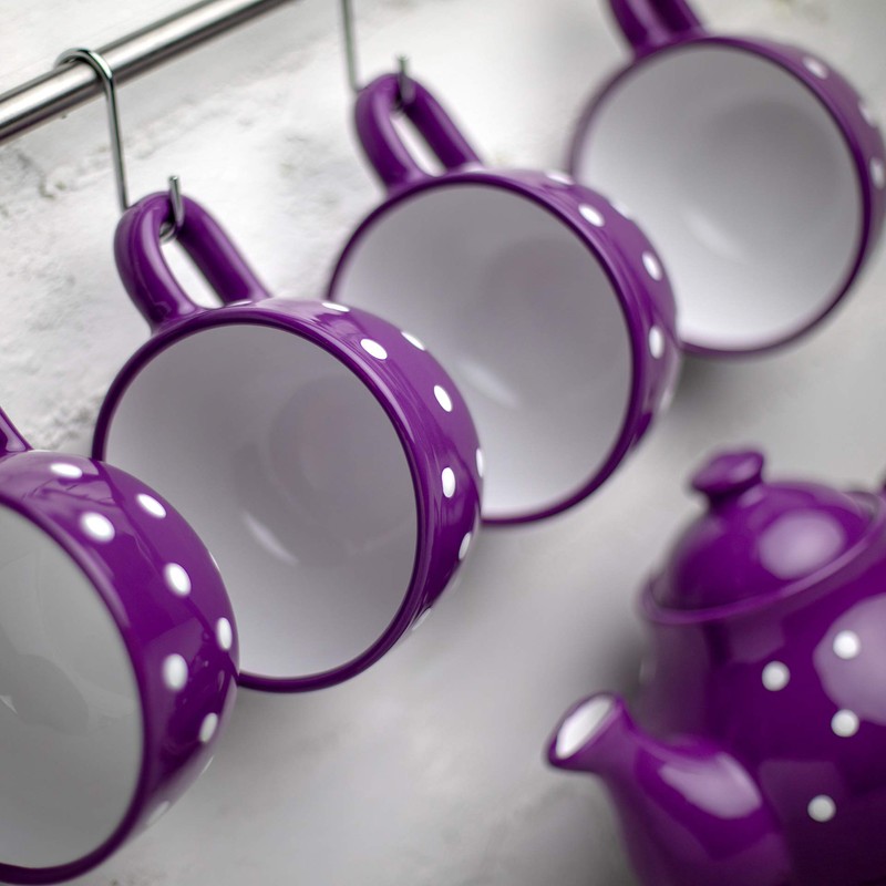 City to Cottage Purple and White Polka Dot Spotty Designer