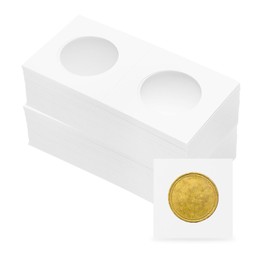 sourcing map Coin Flips 2" x 2", 100 Pack Cardboard Coin Holder Coin Collection Supplies Paper Coin Display Sleeves for 31.5mm/ 1.2" Coin Collection Supplies Collector, White