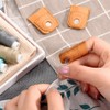 4-Piece Leather Finger Protector Coin Thimble Pads for Hand Sewing