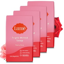 Lume Triple Milled Bar Soap - Rich Moisture & Gentle Cleansing - Paraben Free, Phthalate Free, Skin Safe - 5 ounce (Pack of 4) (Peony Rose)