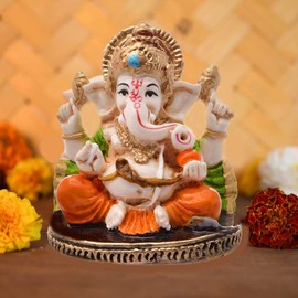 SN Handicrafts Ganpati Idol for Car Dashboardidols Handcrafted Resine Little Sitting Ganesha Idol Statue
