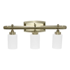 All the Rages Essentix 3-Light Glass & Metal Vanity Fixture in Antique Brass