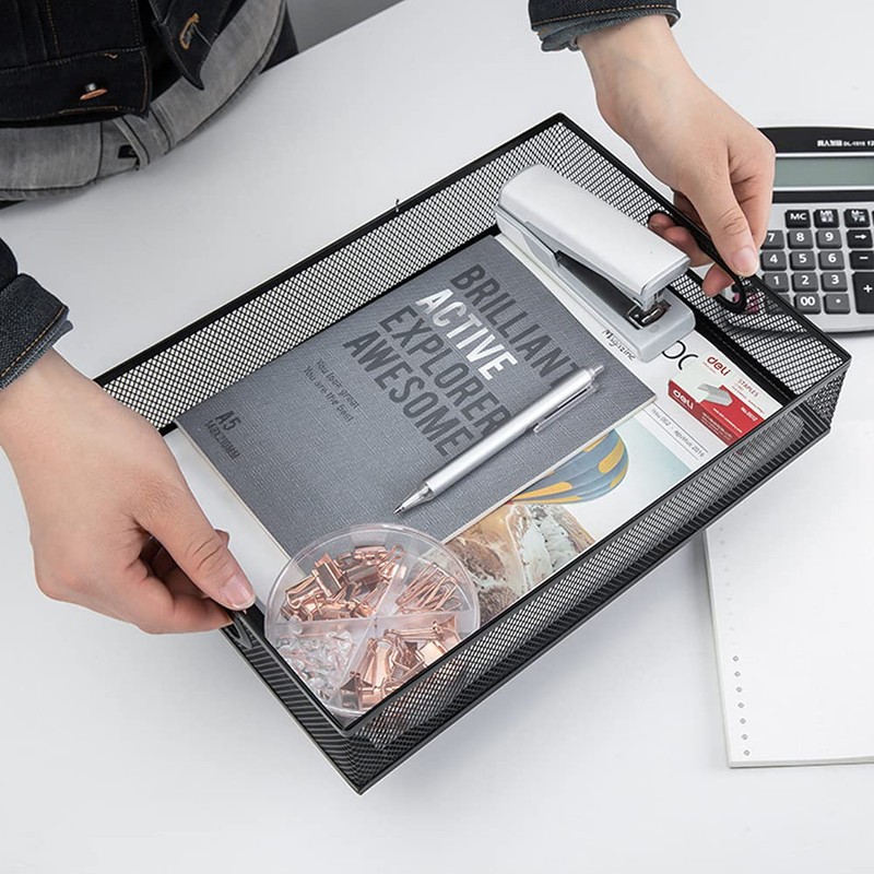Desk Drawer Organizer, A4 Large Metal Mesh Desk Rrganizer Tray,