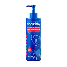 Dogelthy Pure Sardine Oil 450 ml. Aceite de Sardina con Omega 3 para Perro. 300 MG de EPA + DHA por Dosis. Suplemento de Aceite de Pescado para Perro. para Croquetas o Dieta Barf.