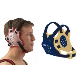Navy Blue Vegas Gold and Navy Blue Cliff Keen F5 Tornado 4-Strap Stock Head Gear