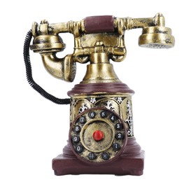 Retro Decorative Phone Model Vintage Rotary Telephone Decor Statue Artist Figurine Cafe Bar Window Desk Decoration