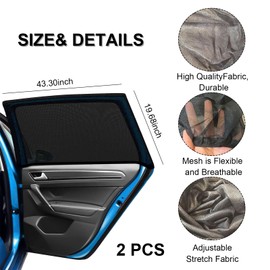 iwiio Car Window Shades for Baby, 2Pcs Universal Window Sun Shade, Car Sun Shade for Baby Adults, Sun Shades for Car Windows, High Elastic Car Shades for Window Baby