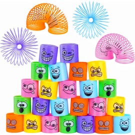 flintronic 24Pcs Rainbow Spring Toy, Spring Party Bag Fillers Rainbow Mini Smile Toys with Unicorn Stickers, Smile Rainbow Games Springy Party Favour for Kids Boys Girls Party Gift Prizes
