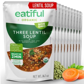 EATIFUL Lentil Soup, Made With Organic Vegetables, Lentil Soup With Green, Red And Brown Lentils, No Added Preservatives And Sugar, Gluten Free, NON GMO, 14.1 Ounce (Pack of 10)