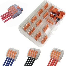 CTRICALVER 12pcs Compact Splice Connector, One-Touch Connector Stranded Single Wire Connectable Connector for 4 Holes