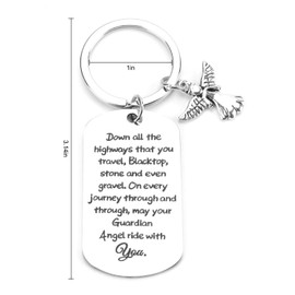 Angel Keychain，Keychain，Guardian Angel Keychain for New Driver Gifts, Stainless Steel Keyring for Teen Boys Girls, Anniversary Birthday Christmas Valentines Day Gifts for Motorcycle Truck Drivers