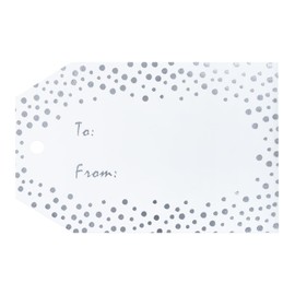 G2PLUS Foil Silver Dots Gift Tags, 50PCS to from Gift Tags with String, White Paper Hang Tags, Christmas Name Gift Tags for DIY Art & Craft, Gift Wrapping, Party Favors (2.16'' x 3.35'')