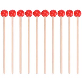 12pcs drum sticks Rubber Mallet Percussion Sticks with Wood Handle Round Head Mallet Music Accessories for Children wooden hammer Kids kids mallets (Red)
