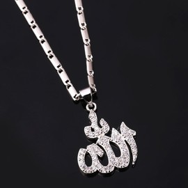 U7 Allah Pendant Arabic Necklace For Men Women Cubic Zirconia Silver Muslim Necklaces Jewellery
