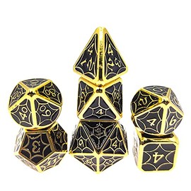 Seven Seas Pirates Dragon Scale Metal Dice Set in Blue, Red, Green & Yellow for RPG Games - Proper Balance and Even Weight Distribution
