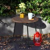 WDSHIYI Round Patio Metal Side Snack Table, Weather Resistant Outdoor