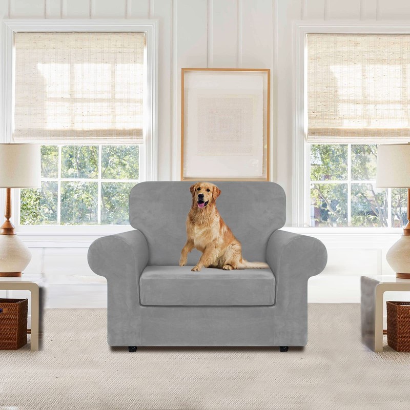 WEERRW Velvet Stretch Chair Sofa Slipcover - 2 Pieces Luxury