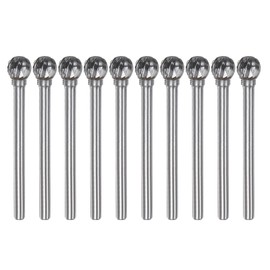 HARFINGTON 10pcs Carbide Rotary Burrs 1/8" (3mm) Shank 1/4" (6mm) Head Double Cut Ball D Shape Die Grinder Bits Rasp Files for Metal Wood Plastic Polishing Engraving