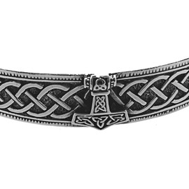 Kiss of Leather Thor's Hammer Bracelet 925 Sterling Silver No. 2, Silver