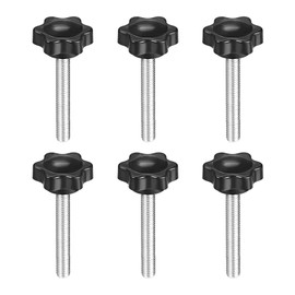 TA-VIGOR 6Pcs M6 x 50mm Plum Hex Shaped Clamping Screw Knob, 25mm Dia Plastic Head Clamping Knob Handle Male Thread Thumb Screw
