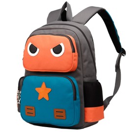SIVENKE Children's Backpack for 5-10 Years Old Children Boys 15L Backpack Daypack School Bag Backpacks School Bag Boys Girls, Orange and Green, Mesh side pockets