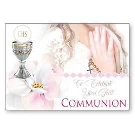 First Holy Communion Wooden Plaque Card pink design
