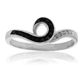 VIR JEWELS 0.15 cttw Black and White Diamond Ring .925 Sterling Silver with Rhodium Size 7