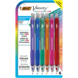 BIC Velocity - Lápices mecánicos de plomo de colores, colores surtidos, paquete de 6, lápices de colores para aulas y suministros escolares