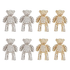 HOBBIESAY 8 Pieces 2 Colours Three-Dimensional Cute Bear Cabochons Sparkling Rhinestone Nail Art Carms Alloy Manicure Art Ornaments Crystal Bear Manicure Jewels for DIY Nail Decorations