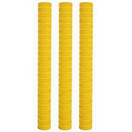 SKYHI Premium Chevron Cricket Bat Grips Pack of 3 - Yellow, Synthetic Rubber, Cushioned Textured, Excellent Shock Absorption