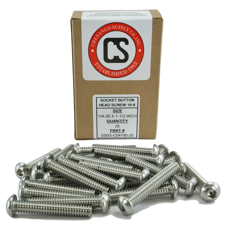 Stainless 1/4-20 x 1" (1/2" to 3" Available) Socket Button