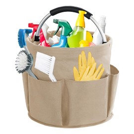 Kiswleon 17 l Reinigungsbehälter mit Griff, Reinigungskorb-Organizer, faltbarer Reinigungs-Caddy für platzsparende Reinigung, Eimer-Organizer für Reinigungsprodukte, leicht zu reinigen und zu tragen