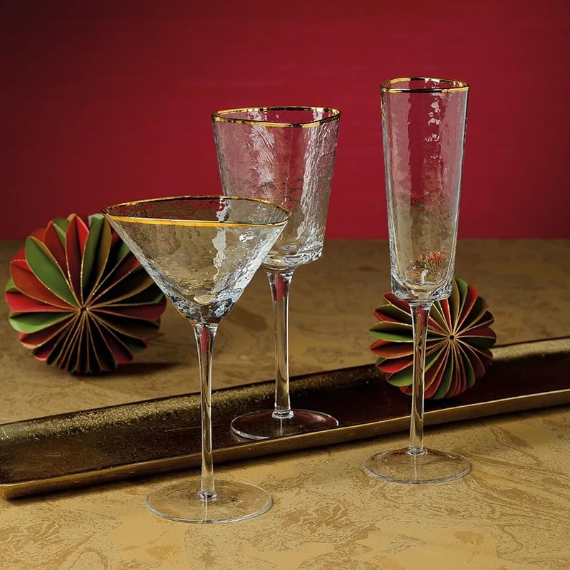 Zodax Aperitivo Triangular Stemware or Glassware - Clear with Gold
