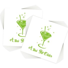 A Tini Bit Older Party Napkins, Martini Birthday Napkins Bachelorette Party Napkins for A Tini Bit Older Birthday Party Supplies, Martini Bar Birthday Party Table Decoration（White and Green)